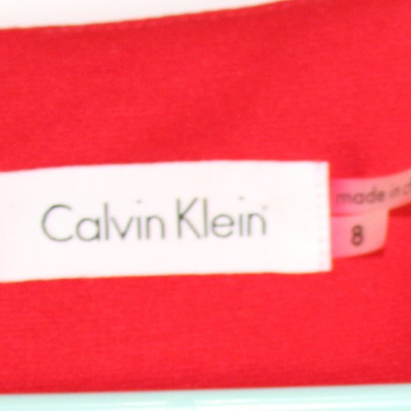 Calvin Klein Red Sunburst Dress Size 8 Office /Party - Picture 8 of 8